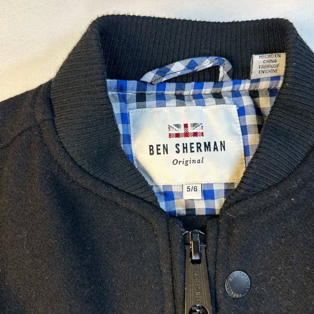 Ben Sherman Black Wool Youth Bomber jacket  size 5/6
